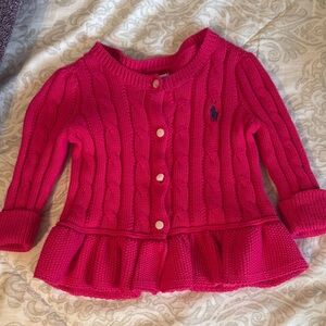 Ralph Lauren Fuchsia Cable Knit Kids Cardigan